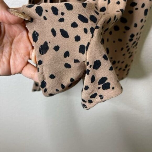 Abercrombie & Fitch XS PETITE Romper Tan Leopard Animal Print Bell Half Sleeve - Picture 10 of 15